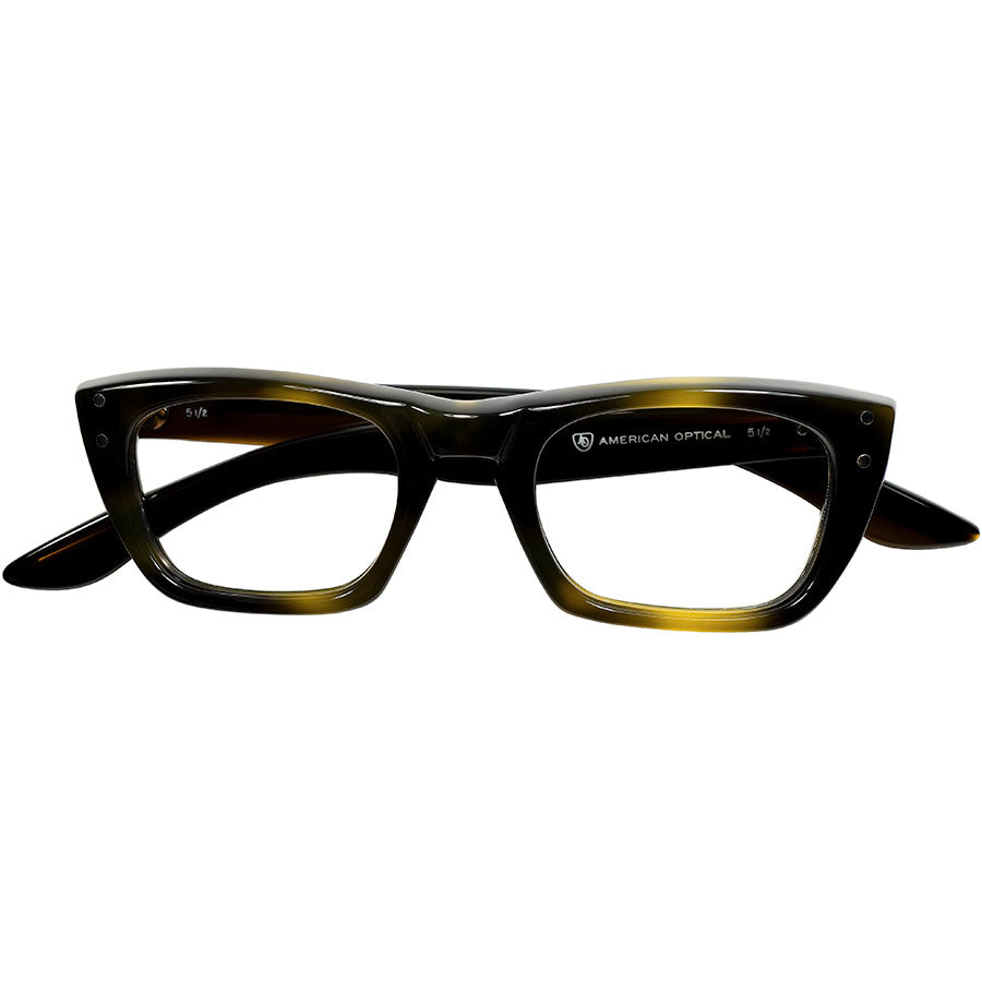 本場AUTHENTIC STYLE1960s デッドストック USA製 AO AMERICAN OPTICAL アメリカンオプティカル  肉厚KEYHOLE ウェリントン size46/20 BLACK AMBER ビンテージ ヴィンテージ 眼鏡 メガネ 【a8598】