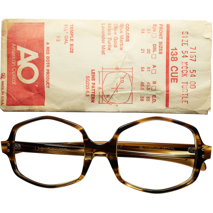 格上オールド幾何学デザイン1960s-70s USA製デッドストック AMERICAN OPTICAL アメリカンオプティカル AO HEXAGON  六角形 size54/21 ビンテージ ヴィンテージ 眼鏡 メガネ 【a8603】