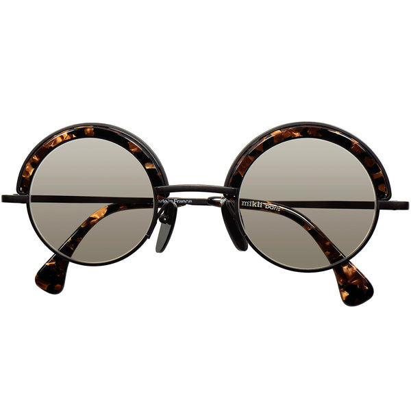 BLACKとBROWNの芸術的コントラストの名作モデルのARCHIVE 1980s 初期フランス製 本人期 デッドストック ALAIN MIKLI アランミクリ ROUND ブロー 丸眼鏡 ビンテージ ヴィンテージ 眼鏡 メガネ  【a8287】