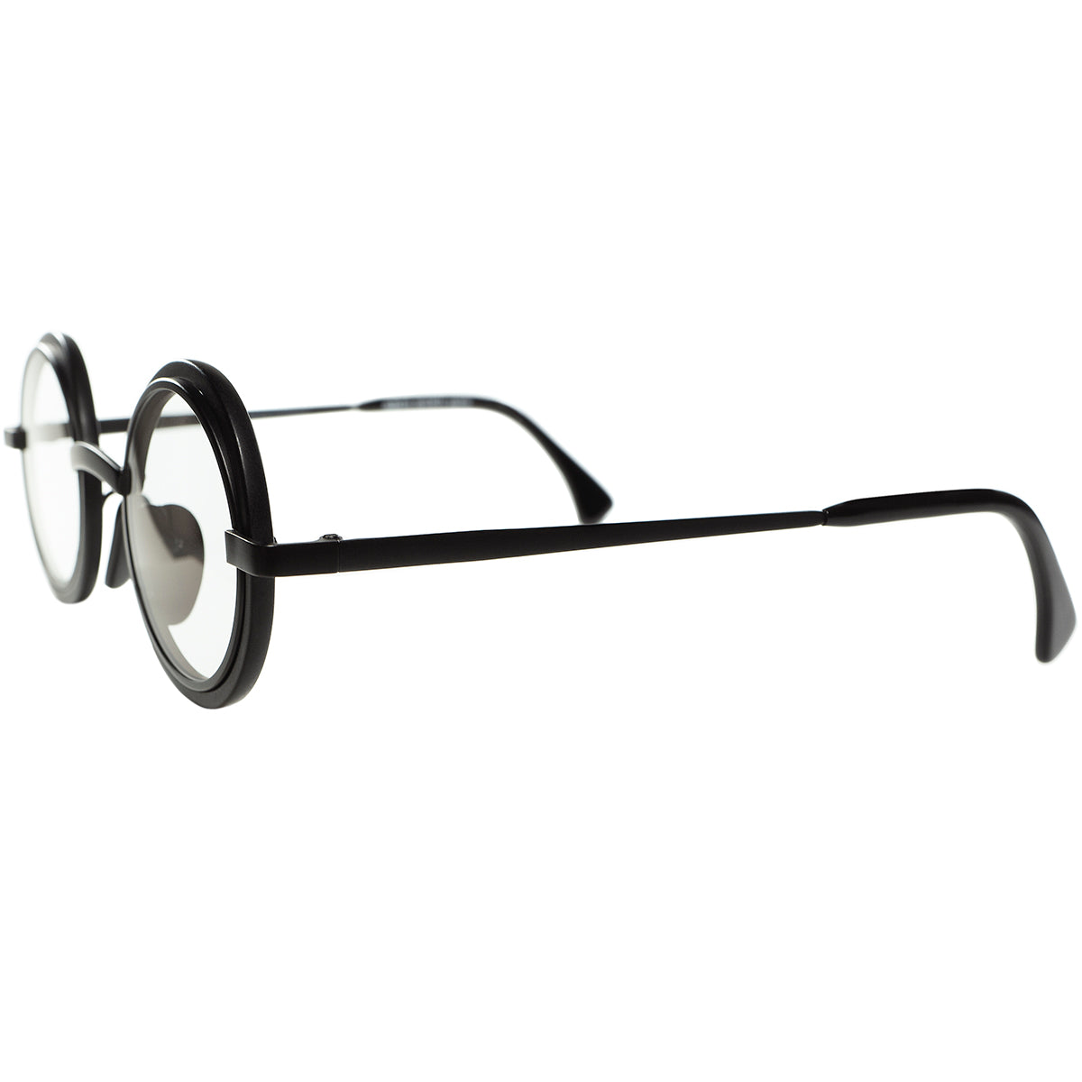 本人期ミクリでまん丸でこのデザインにALL BLACKの神業1980-90s 初期フランス製 デッドストック ALAIN MIKLI アランミクリ  INNER-RIM ROUND 丸眼鏡　ビンテージ ヴィンテージ 眼鏡 メガネ 【a8410】