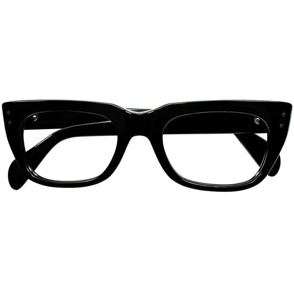 安定感抜群のデイリーユース向け良質BLACKフレーム 1960s MADE IN ENGLAND デッドストック  2DOT CLASSIC UK STYLE ウェリントン BLACK 48/20実寸　 ビンテージ ヴィンテージ 眼鏡 メガネ 【a9873】