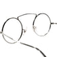 ANTIQUE OLD DESIGN踏襲1950-60s デッドストック FRAME FRANCE アッパーブリッジ 骨太リム SILVER METAL正円ラウンド 丸眼鏡 43/26実寸 超GOODSIZE ビンテージ ヴィンテージ 眼鏡 メガネ 【b0414】