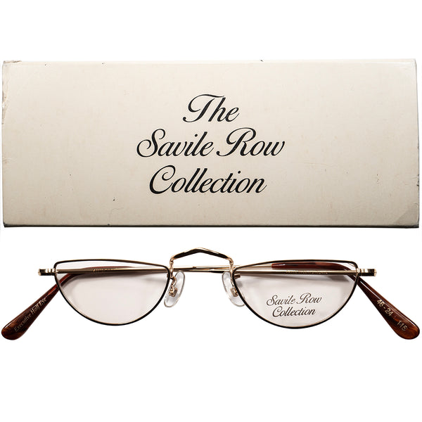 ALGHA系譜では全く入荷のないGOLDハーフアイ1980s 英国製 FULLSETデッドストック SAVILE ROW by ALGHA 14KT金張 Executive Half Eye size46/24   ビンテージ ヴィンテージ 眼鏡 メガネ 【b0430】