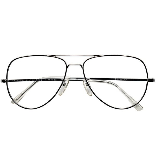 CLASSIC DESIGNの中にあるRAREディティール1960-70sフランス製デッドストック  FRAME FRANCE フレーム フランス SILVER METAL CLASSIC AVIATOR 58/15実寸　ビンテージ ヴィンテージ 眼鏡 メガネ 【b0537】