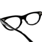 ありそうでなかった絶妙な塩梅の当時では大きめサイズなCATEYE1960s デッドストック FRAME ITALY キャットアイSTYLE ウェリントン BLACK 52/18実寸 ビンテージ ヴィンテージ 眼鏡 メガネ 【b0587】