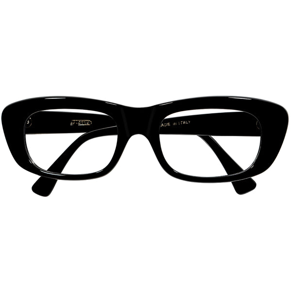 VINTAGEでは中々出会わない優秀なバランス感のデイリー向け黒縁 1960s デッドストック  FRAME ITALY イタリー製 CLASSIC ウェリントンBLACK 52/20実寸　ビンテージ ヴィンテージ 眼鏡 メガネ 【b0626】