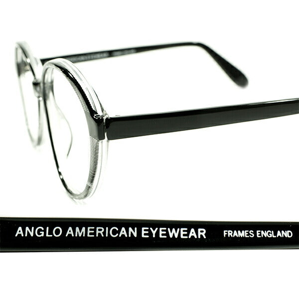 名門レトロモダン デッドストック 1980s 英国製 MADE IN ENGLAND アングロアメリカン ANGLO AMERICAN EYEWEAR  モザイクボーダー柄 2TONE パントフレーム ビンテージ ヴィンテージ 眼鏡 メガネ 丸眼鏡 【A3797】