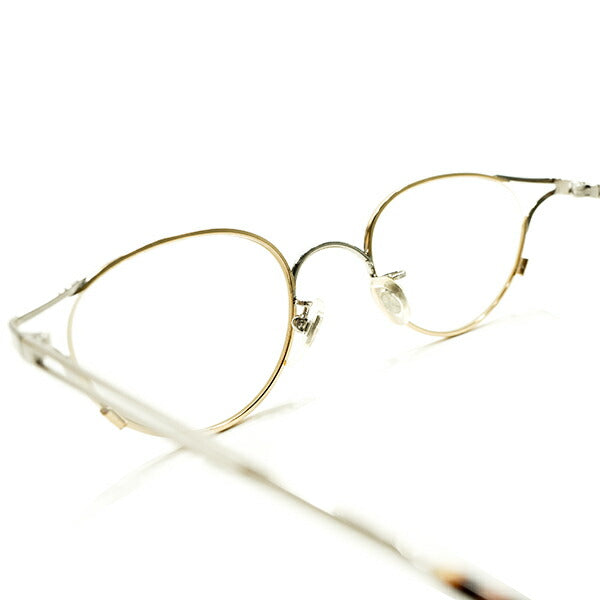 鋭敏LUXURYデザイン デッドストック 1990s イタリア製 MADE IN ITALY l.a.Eyeworks 立体構造 2TONE  METAL GOLD×SILVER 変形オーバル型 ラウンド ビンテージ ヴィンテージ 眼鏡 メガネ 丸メガネ 実寸46/23良好サイズ 【A5200】