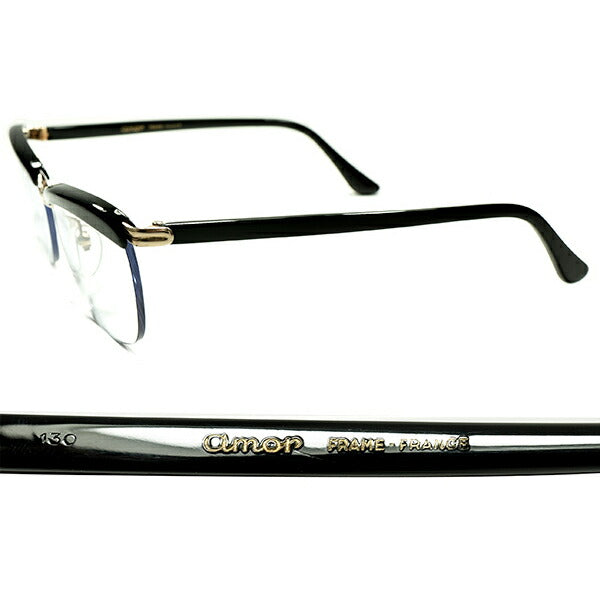 最高峰エレガンス &TOPクオティ DEADSTOCK デッドストック1950s-60s フランス製 MADE IN FRANCE 本家AMOR  アモール FRAME FRANCE フレーム フランス 本金張 リムレスブロー黒 BLUE LENS ビンテージ ヴィンテージ 眼鏡 メガネ