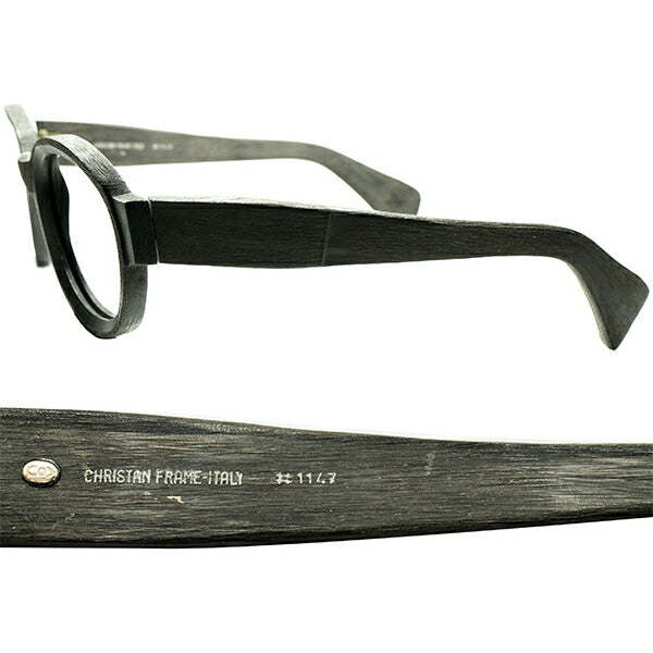 凄技コンビネーション 激レア個体 デッドストック DEADSTOCK 1960sイタリア製 MADE IN ITALY  テレビジョンCUTxリアルANTIQUE WOODエフェクトPANTO size 52/22 ビンテージ ヴィンテージ 眼鏡 メガネ 【a6157】