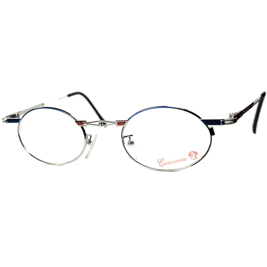 EARLY期 COOL ABSTRACTIONインスパイア1980s-90s Italy製デッド Casanova カサノヴァ  コンポジションOVALラウンド丸眼鏡 size44/22 ビンテージ ヴィンテージ 眼鏡 メガネ 【a6212】