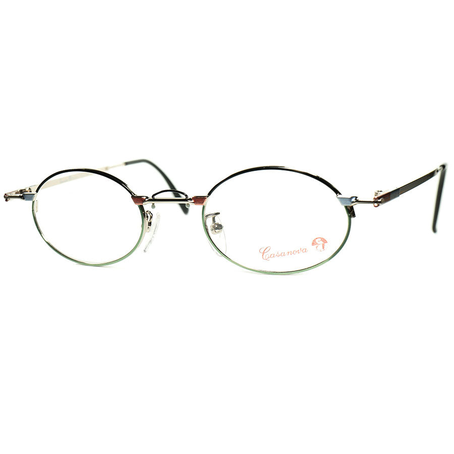 30sART meets EYEWEAR 1980s-90s Italy製 デッドストック Casanova カサノヴァ コンポジション  OVALラウンド 丸眼鏡 size44/21 ビンテージ ヴィンテージ 眼鏡 メガネ 【a6217】