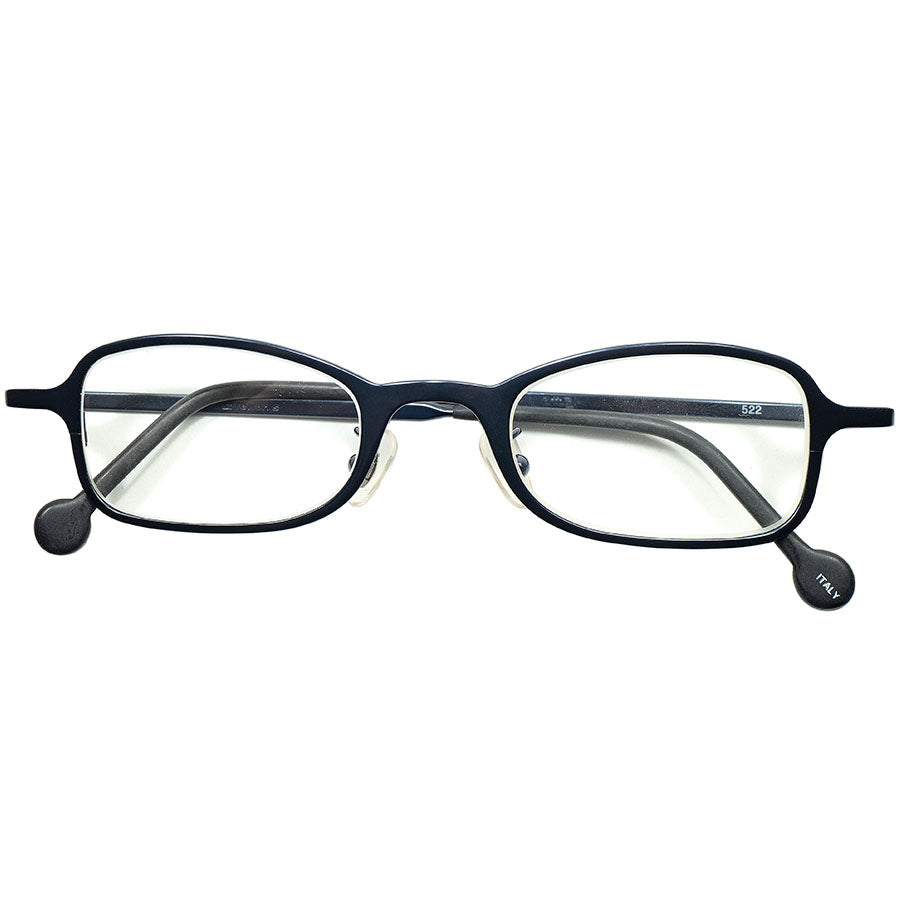 高精度モダンシックネス 1990s デッドストック ITALY製 l.a.Eyeworks アイワークス 短縦ウェリントン  合金製ロイヤルネイビービンテージ ヴィンテージ 眼鏡 メガネ 【a6904】