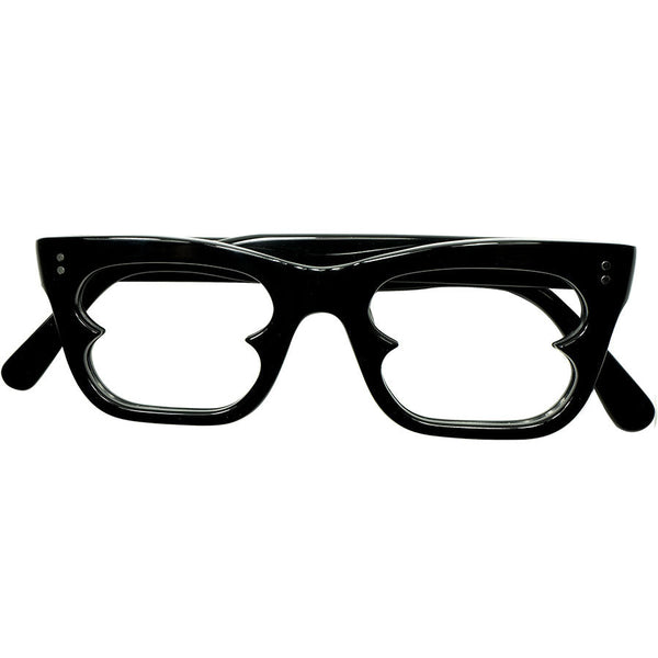 非日常的UNIQUEブリティッシュCLASSIC MODERN1960s デッドストック ENGLAND製 ウェリントン型リーディンググラス 老眼鏡 size46/20 BLACK ビンテージ ヴィンテージ 眼鏡 メガネ 【a7368】