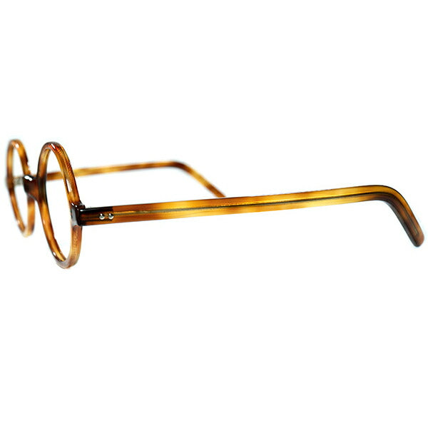 絶妙シルエットバランス SUPER GOODSIZE万能個体1950sデッドストック FRAME FRANCE フランス製コルビジェSTYLE  正円ラウンド 丸眼鏡 42/22実寸 ビンテージ ヴィンテージ 眼鏡 メガネ 【a8142】