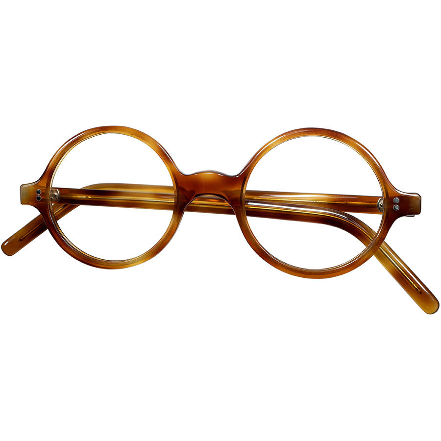 絶妙シルエットバランス SUPER GOODSIZE万能個体1950sデッドストック FRAME FRANCE フランス製コルビジェSTYLE  正円ラウンド 丸眼鏡 42/22実寸 ビンテージ ヴィンテージ 眼鏡 メガネ 【a8142】