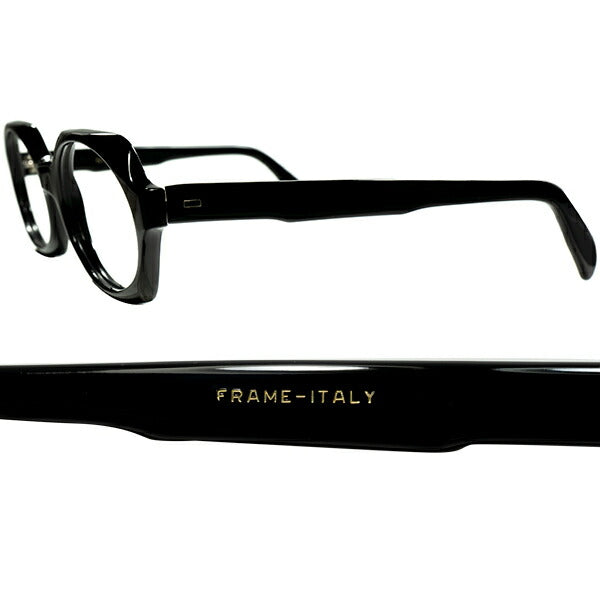 ハイポテンシャルで自由なTRICKY DESIGN1960sイタリア製 デッドストック FRAME ITALY 変形ポリンゴンHEXAGON 六角形  BLACK size50/20 眼鏡 ビンテージ ヴィンテージ 眼鏡 メガネ 【a8241】