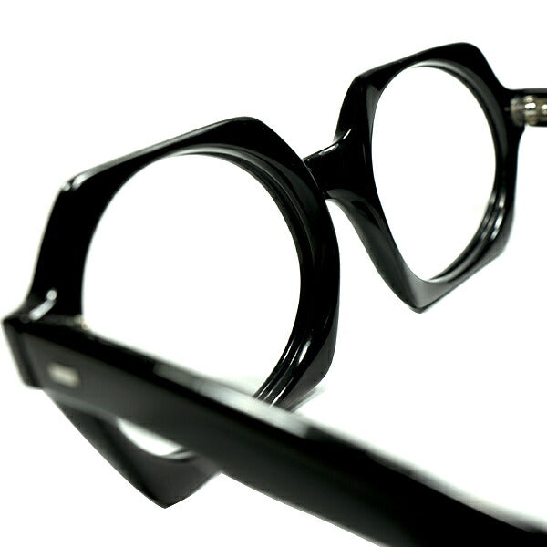 ハイポテンシャルで自由なTRICKY DESIGN1960sイタリア製 デッドストック FRAME ITALY 変形ポリンゴンHEXAGON 六角形  BLACK size50/20 眼鏡 ビンテージ ヴィンテージ 眼鏡 メガネ 【a8241】