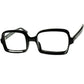 ド迫力の立体感とモノとしての面白さが溢れる1960s フランス製デッドストック FRAME FRANCE 極細リム幅x7mm極厚 RECTANGLE 長方形 BLACK52/22実寸 ビンテージ ヴィンテージ 眼鏡 メガネ 【a8331】