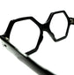細部まで徹底した当時ならではの作り込み1960s フランス製デッドストック FRAME FRANCE テレビジョンカット搭載 HEXAGON BLACK 六角形 size48/18 ビンテージ ヴィンテージ 眼鏡 メガネ 【a8334】