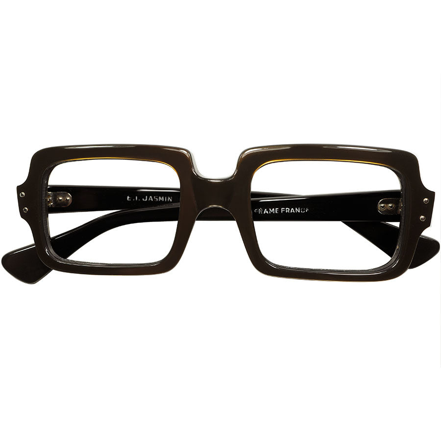 ミッドセンチュリーなレトロ感がプンプン漂う1960s フランス製 デッドストック FRAME FRANCE レクタングル 長方形 GLOSSY  BROWN size46/22 ビンテージ ヴィンテージ 眼鏡 メガネ 【a8340】