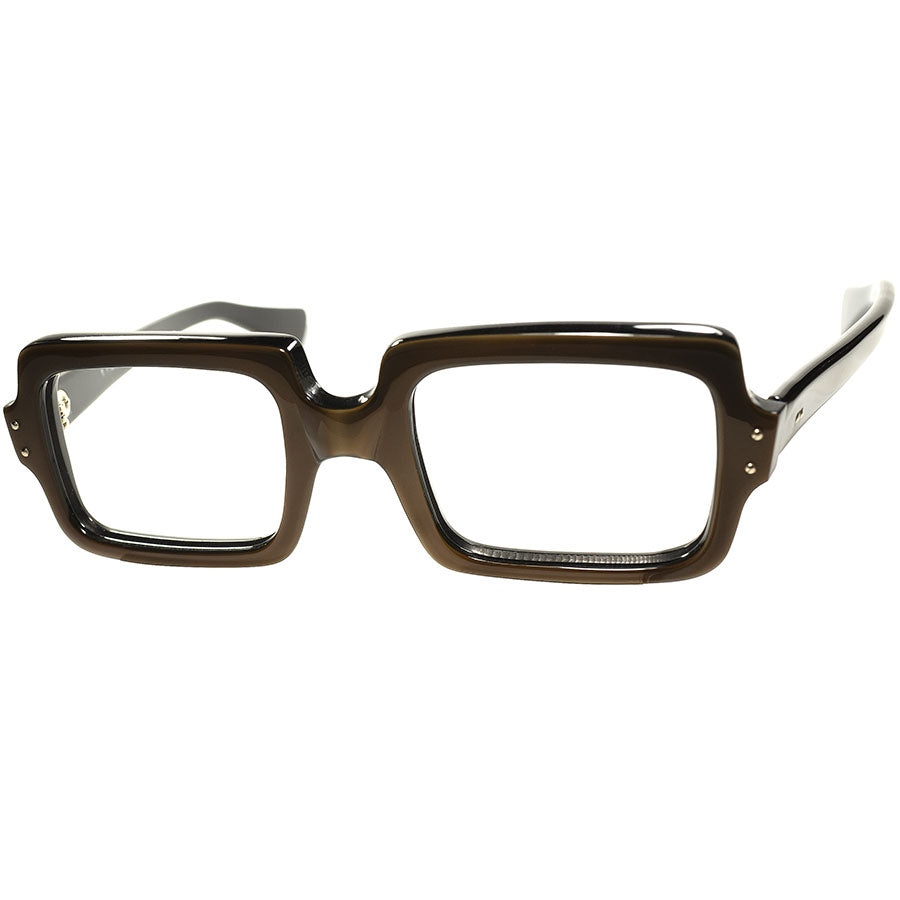 ミッドセンチュリーなレトロ感がプンプン漂う1960s フランス製 デッドストック FRAME FRANCE レクタングル 長方形 GLOSSY  BROWN size46/22 ビンテージ ヴィンテージ 眼鏡 メガネ 【a8340】