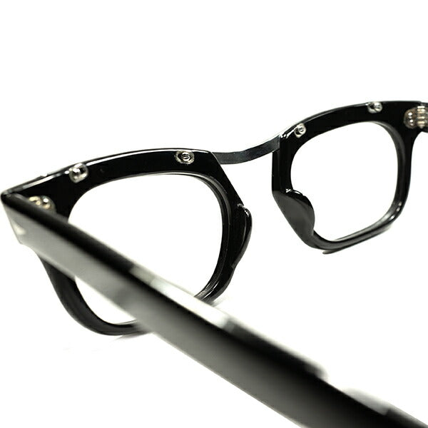 待望BLACKx SILVERにエグい逆ダイヤヒンジの激レアAMOR STYLE 1950s-60s デッドストック FRAME FRANCE  アモールスタイル ウェリントン黒 size48/22 ビンテージ ヴィンテージ 眼鏡 メガネ 【a8341】