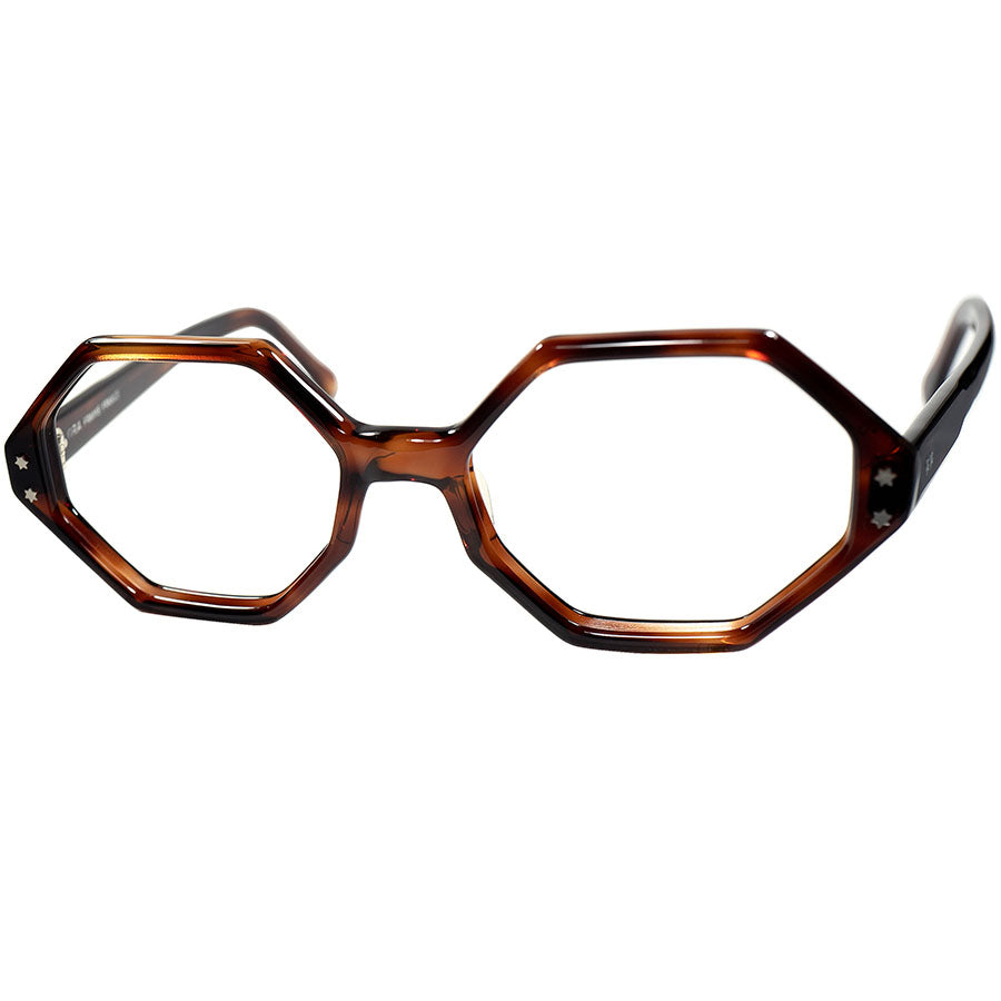 ヒネリの効いたシャープな面構えの変わり種OCTAGON 1960s デッドストック FRAME FRANCE 八角形 フレンチ オクタゴン DEMI  AMBER size50/20 ビンテージ ヴィンテージ 眼鏡 メガネ 【a8349】
