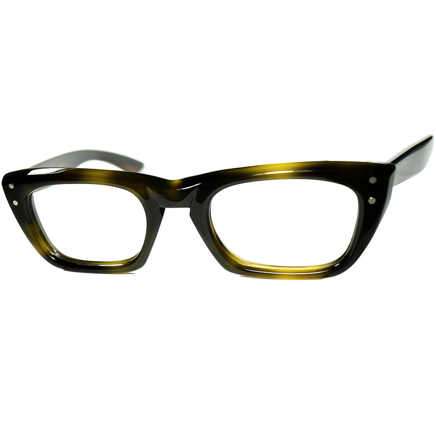 本場AUTHENTIC STYLE1960s デッドストック USA製 AO AMERICAN OPTICAL アメリカンオプティカル  肉厚KEYHOLE ウェリントン size46/20 BLACK AMBER ビンテージ ヴィンテージ 眼鏡 メガネ 【a8598】