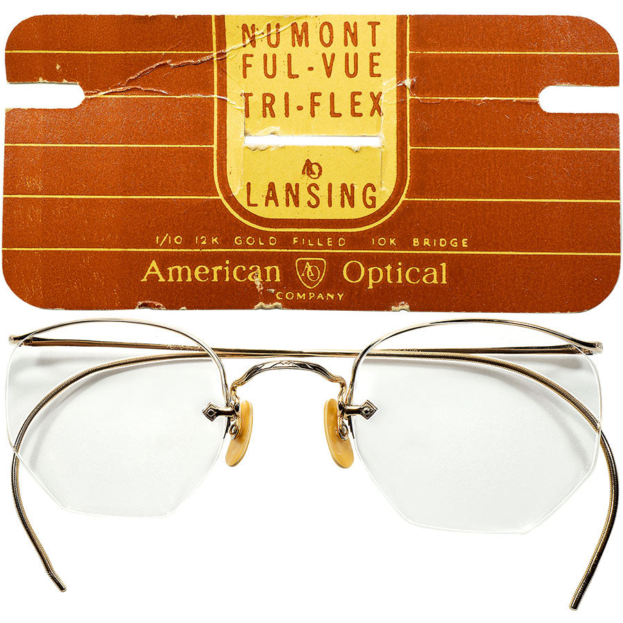 american optical ビンテージメガネ ヴィンテージ 金張 ゴールド-