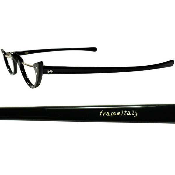 より一歩踏み込んだニクいONLY VINTAGE DESIGN1960s イタリア製デッドストック FRAME ITALY 1/2 eye  五角星RIVETハーフアイ BLACK 老眼鏡 42/26実寸 ビンテージ ヴィンテージ 眼鏡 メガネ 【a9012】