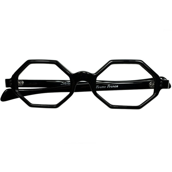 妥協なく徹底的にサイズで選ぶBASIC DESIGN 1960s デッドストック FRAME FRANCE by Selecta フレーム フランス 八角形 フレンチ オクタゴン BLACK size46/20 ビンテージ ヴィンテージ 眼鏡 メガネ 【a9208】