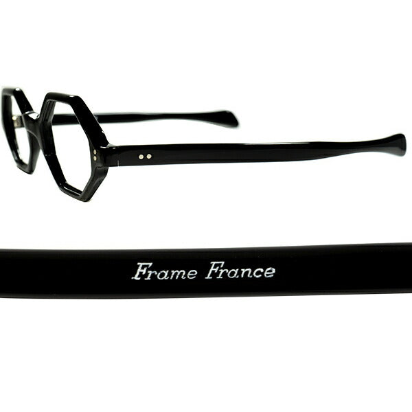 デザインで選ぶよりも重要なサイズ選びをVINTAGEで実現 1960s デッドストック FRAME FRANCE by Selecta 八角形  フレンチ オクタゴン BLACK size44/22 ビンテージ ヴィンテージ 眼鏡 メガネ 【a9209】