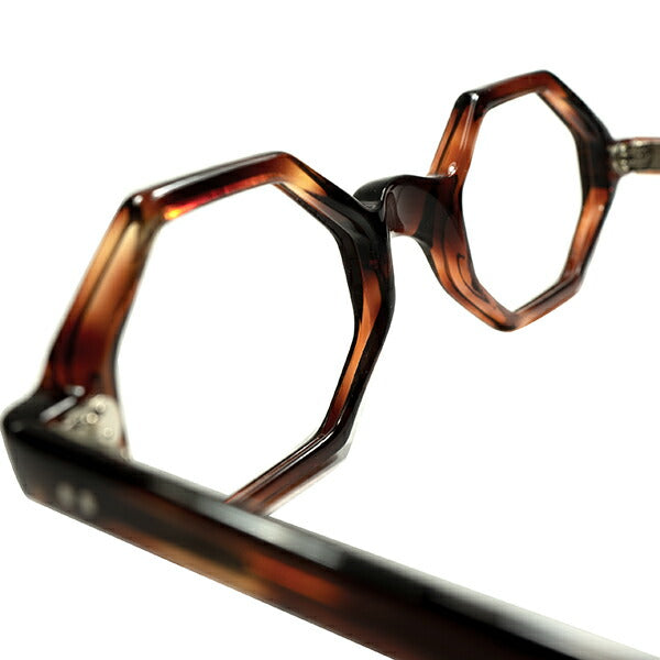 BASIC DESIGNのビンテージでピンポイントなマイサイズを1960s デッドストック FRAME FRANCE by Selecta 八角形  フレンチ オクタゴン AMBER size44/22 ビンテージ ヴィンテージ 眼鏡 メガネ 【a9212】