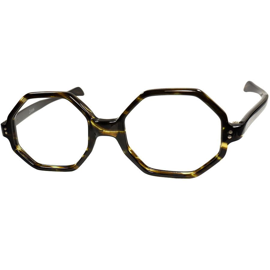 生地感とOCTAGONシェイプの絶妙なマリアージュ1960sデッドストック FRAME FRANCE by Selecta 八角形 フレンチ  オクタゴン YELLOW TORTOISEsize48/22 ビンテージ ヴィンテージ 眼鏡 メガネ 【a9215】