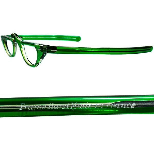 ANTIQUEシルエットx SUPER RAREカラー1960sフランス製デッドストック FRAME FRANCE by Selecta 1/2  eye ハーフアイ GREEN SMOKE 老眼鏡 size38/26 ビンテージ ヴィンテージ 眼鏡 メガネ 【a9286】